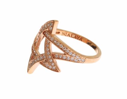 Nialaya - Pink Gold Plated Silver CZ Crystal Ring