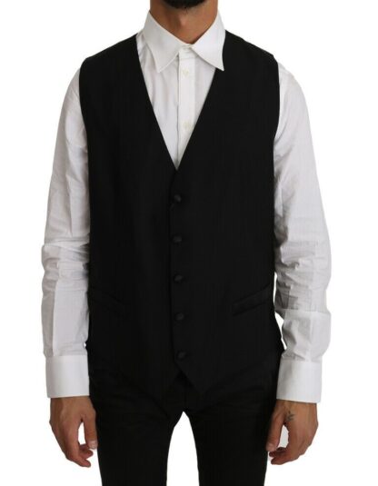 Dolce & Gabbana - Elegant Black Formal Wool Blend Vest