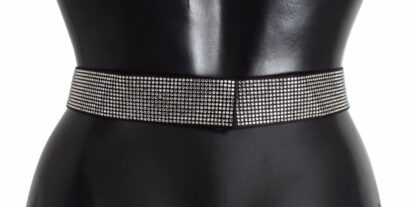 Dolce & Gabbana - Black Silk Crystal Bow Waist Belt Elegance