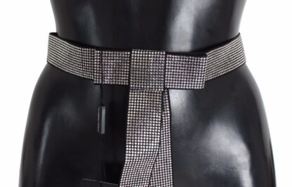 Dolce & Gabbana - Black Silk Crystal Bow Waist Belt Elegance