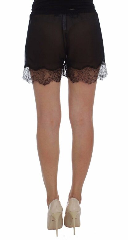 Dolce & Gabbana - Elegant Black Floral Lace Silk Shorts