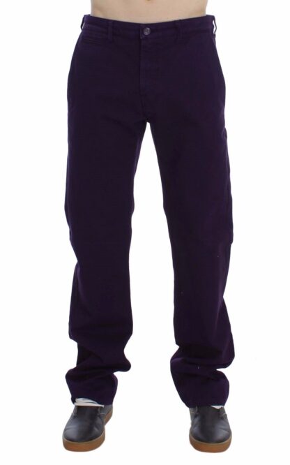 GF Ferre - Purple Cotton Stretch Slim Chinos