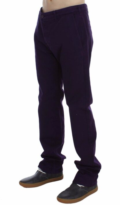 GF Ferre - Purple Cotton Stretch Slim Chinos