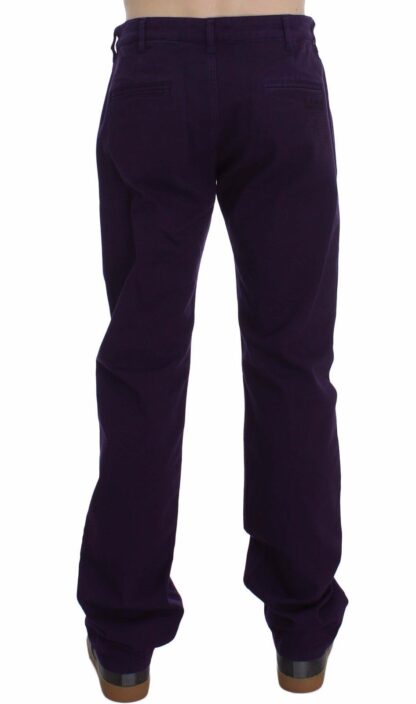 GF Ferre - Purple Cotton Stretch Slim Chinos