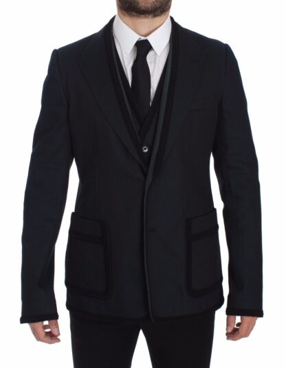 Dolce & Gabbana - Blue Torero Inspired Cotton Stretch Blazer & Vest