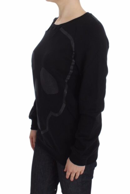 Exte - Chic Skull Motif Crew-Neck Cotton Sweater