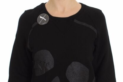 Exte - Chic Skull Motif Crew-Neck Cotton Sweater