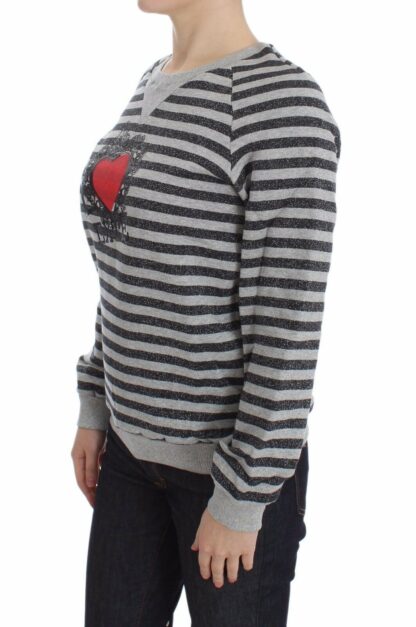 Exte - Chic Gray Striped Crew-Neck Sweater