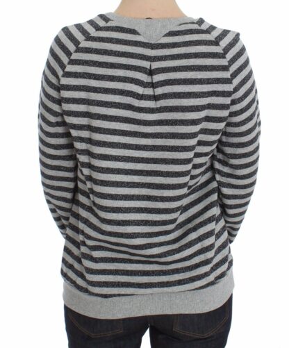 Exte - Chic Gray Striped Crew-Neck Sweater