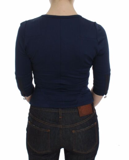 Exte - Chic Zippered Crew-Neck Blue Sweater