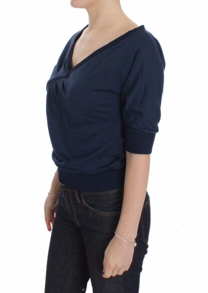 Exte - Elegant Deep V-Neck Sweater in Blue