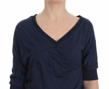 Exte - Elegant Deep V-Neck Sweater in Blue