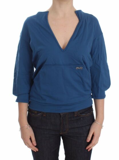 Exte - Elegant Deep V-Neck Sweater in Blue