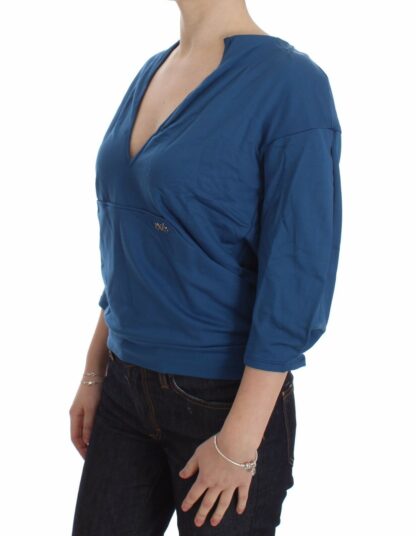 Exte - Elegant Deep V-Neck Sweater in Blue