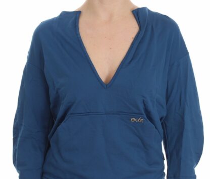 Exte - Elegant Deep V-Neck Sweater in Blue