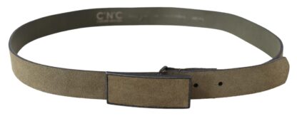 Costume National - Chic Army Green Velvet Buckle Leather Belt