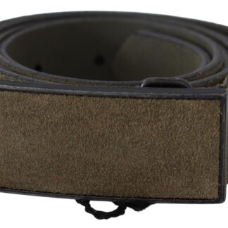 Costume National - Chic Green Leather Waist Belt with Silver Buckle