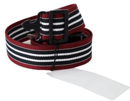 Costume National - Striped Leather Fashion Belt in Black & Red