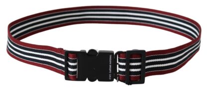 Costume National - Striped Leather Fashion Belt in Black & Red