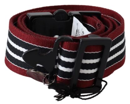 Costume National - Striped Leather Fashion Belt in Black & Red