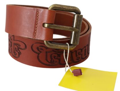 Just Cavalli - Chic Brown Leather Logo Waist Belt