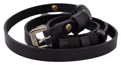 GF Ferre - Chic Black Leather Belt with Chrome Silver Tone Buckle