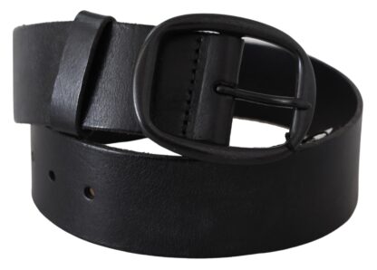 PLEIN SUD - Elegant Black Leather Waist Belt