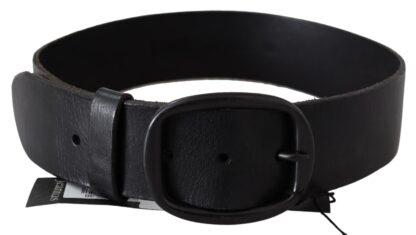 PLEIN SUD - Elegant Black Leather Waist Belt