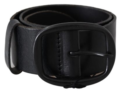 PLEIN SUD - Elegant Black Leather Waist Belt