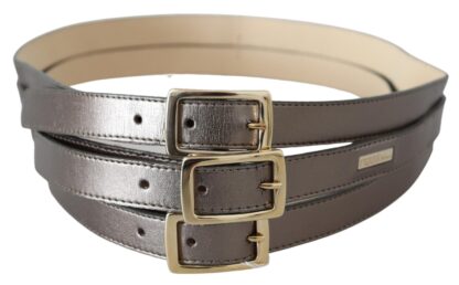 GF Ferre - Metallic Bronze Leather Fashion Belt