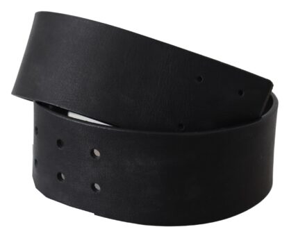 GF Ferre - Elegant Solid Black Leather Belt