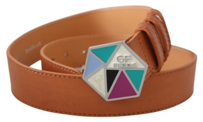 GF Ferre - Chic Brown Leather Belt with Logo Buckle