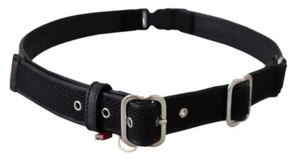 GF Ferre - Chic Black Leather Waist Belt with Chrome Buckle