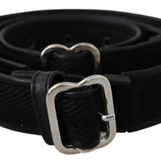 Costume National - Elegant Black Leather Waist Belt with Silver-Tone Buckle