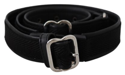 GF Ferre - Chic Black Leather Waist Belt with Chrome Buckle