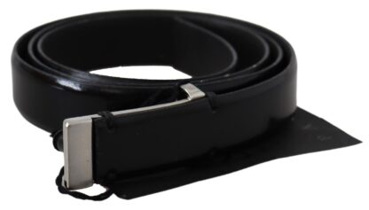 PLEIN SUD - Elegant Black Leather Waist Belt