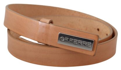 GF Ferre - Elegant Light Brown Leather Belt with Logo Buckle