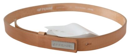 GF Ferre - Elegant Light Brown Leather Belt with Logo Buckle