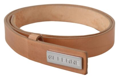 GF Ferre - Elegant Light Brown Leather Belt with Logo Buckle