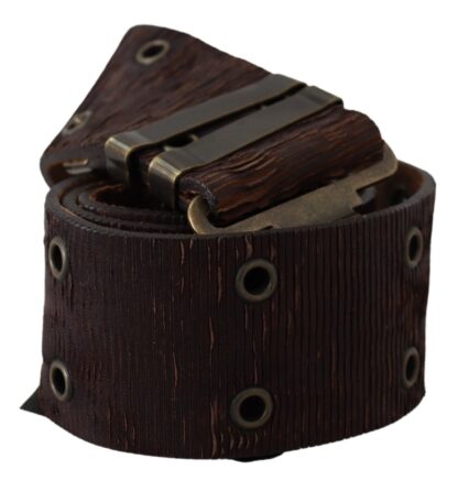 PLEIN SUD - Rustic Brown Carving Leather Belt