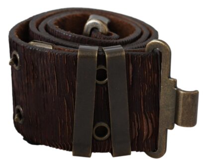 PLEIN SUD - Rustic Brown Carving Leather Belt