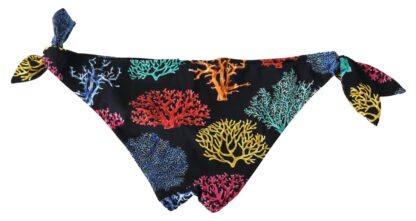 Dolce & Gabbana - Chic Black Side-Tie Coral Print Bikini Bottom