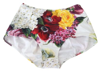 Dolce & Gabbana - Elegant White Floral High Waist Bikini Bottom