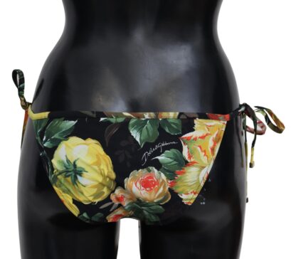 Dolce & Gabbana - Elegant Black Floral Bikini Bottom