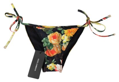 Dolce & Gabbana - Elegant Black Floral Bikini Bottom