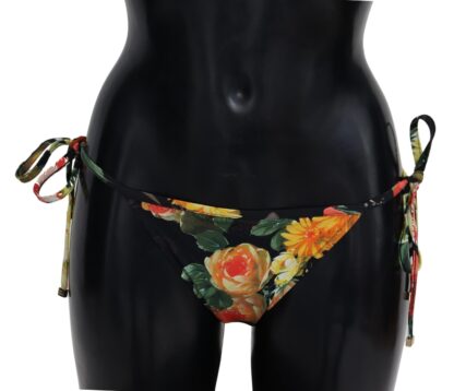 Dolce & Gabbana - Elegant Black Floral Bikini Bottom