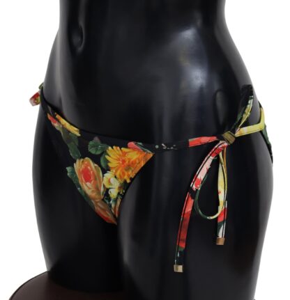 Dolce & Gabbana - Elegant Black Floral Bikini Bottom