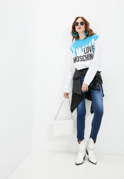 Love Moschino - Chic Light Blue Round-Neck Sweatshirt