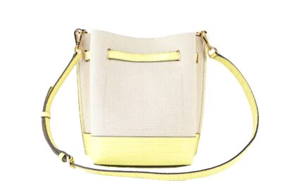 Michael Kors - Emilia Small Canvas Snakeskin Print Leather Bucket Bag Messenger Crossbody Handbag (Buttercup)