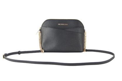 Michael Kors - Jet Set Travel Medium Leather X Cross Dome Crossbody Handbag (Black Solid/Gold)